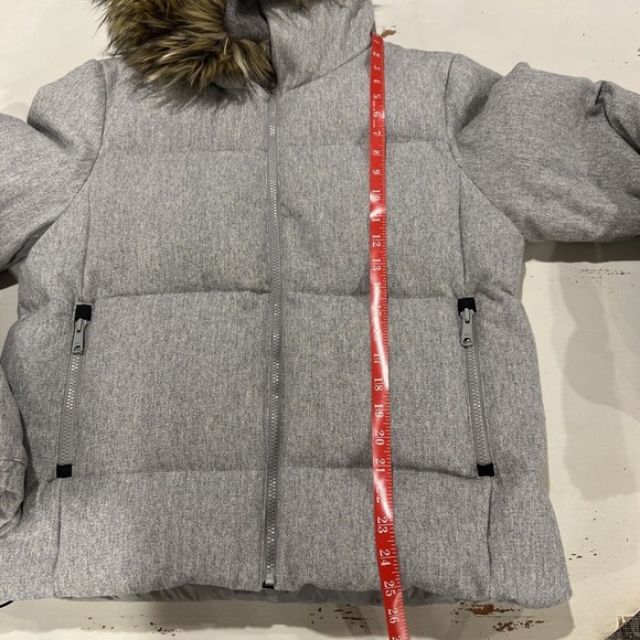 Gap Puffer Jacket Women Large Gray Long Sleeve Full Zip Down Winter Wool Cotton - Picture 6 of 16